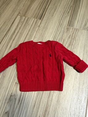 Ralph Lauren Red Cable Knit Sweater - Kids
